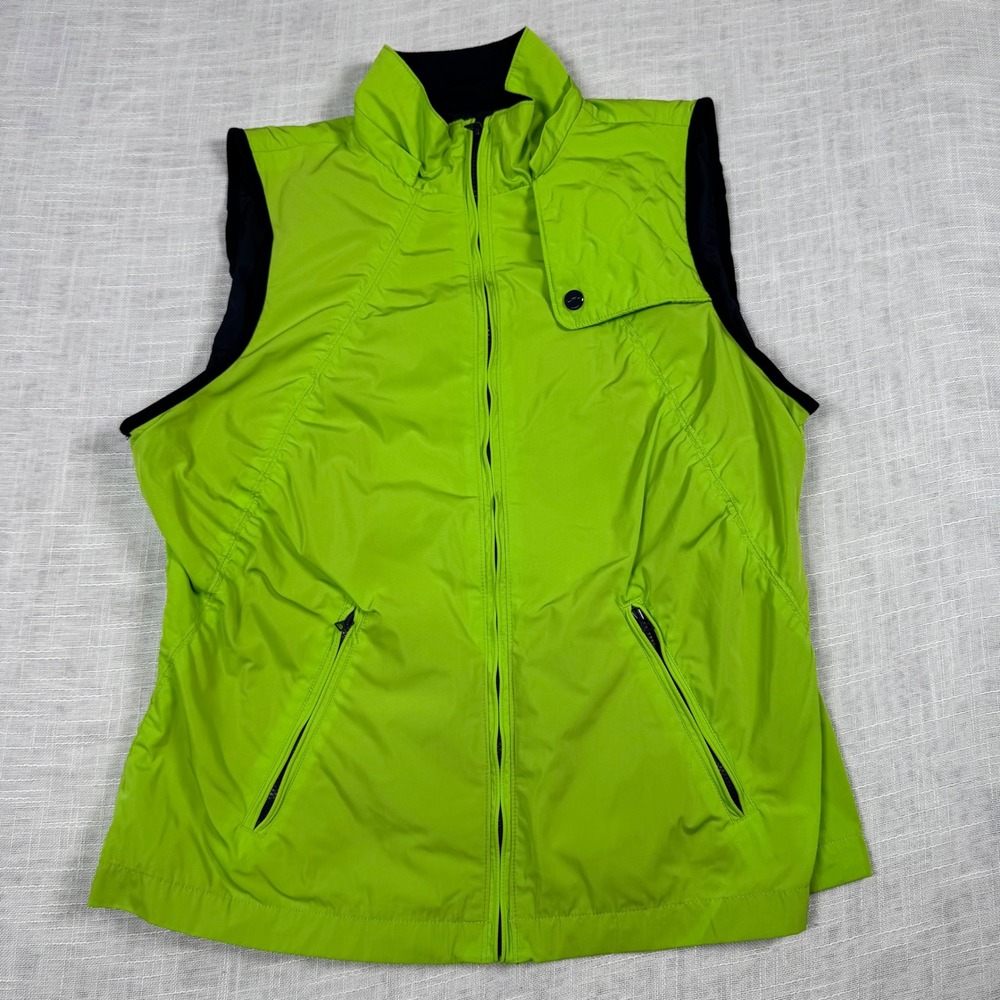 Lauren Ralph Lauren Active Vest Women L Neon Green Zip Athletic Windbreaker Golf